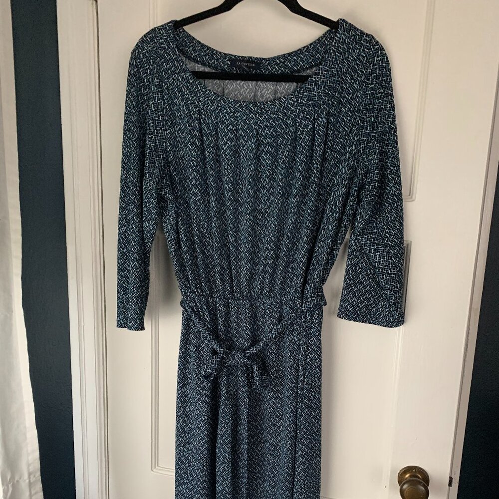Vintage Blue Patterned Lands End dress 0X